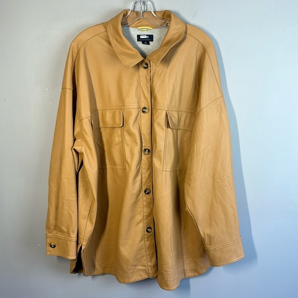 Anthropologie Maeve Vegan Leather Oversized Shirt Jacket Size 2X - Picture 3 of 16
